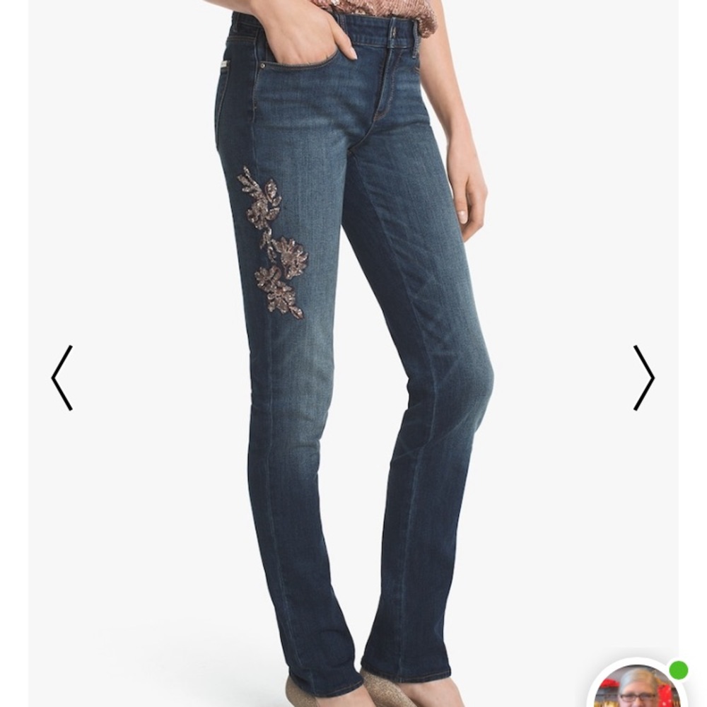 WHBM Sequin Lace Slim Jeans